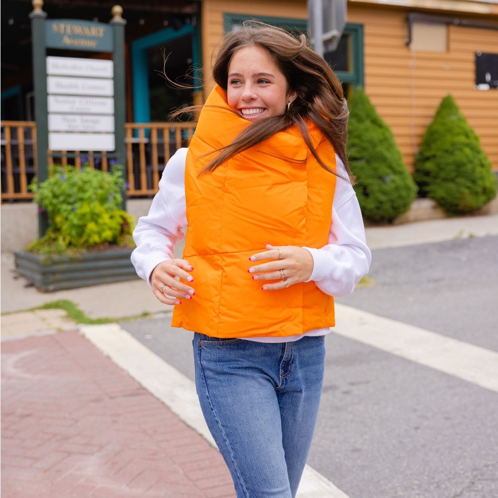 Orange Puffer Vest - waterproof